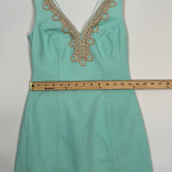 Lilly Pulitzer Dress size 00 Aqua with Gold embellishment - Picture 7 of 12